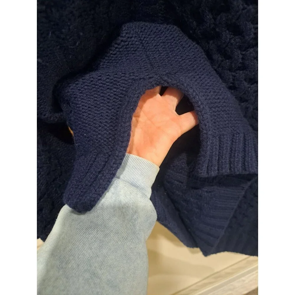 Boden Size 16 Cable Knit Sweater Black & Blue Wool/Alpaca Blend Warm Winter - Picture 4 of 9